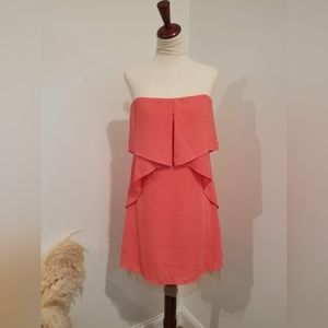 Bcbg strapless cocktail dress salmon